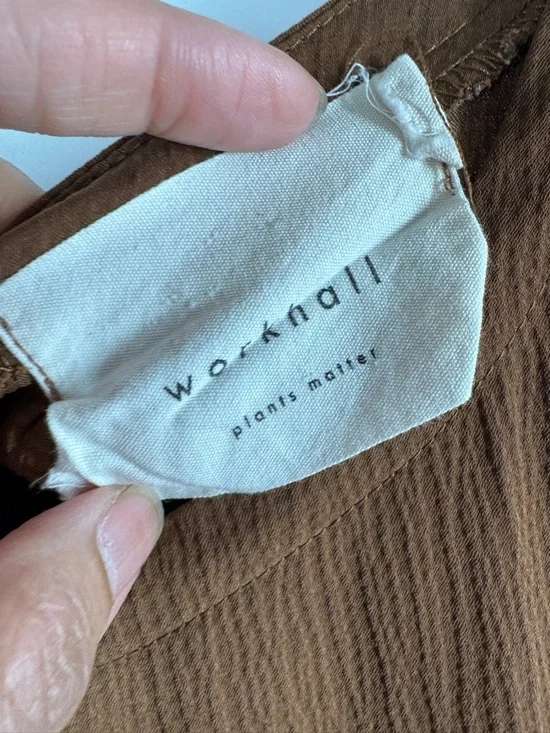 Workhall Brown Sleeveless Relaxed Fit Jumpsuit Tie Waist Wide Leg Minimalist - Picture 6 of 16